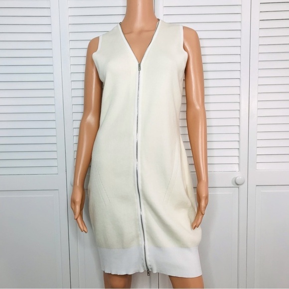 RAG & BONE Vivienne Ribbed Ivory Zip Dress Size Large - Picture 2 of 12